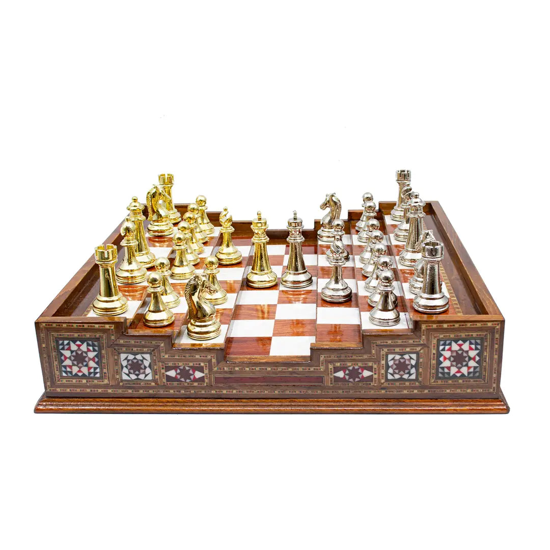Side view of the premium arena wooden chess set – Chess studio